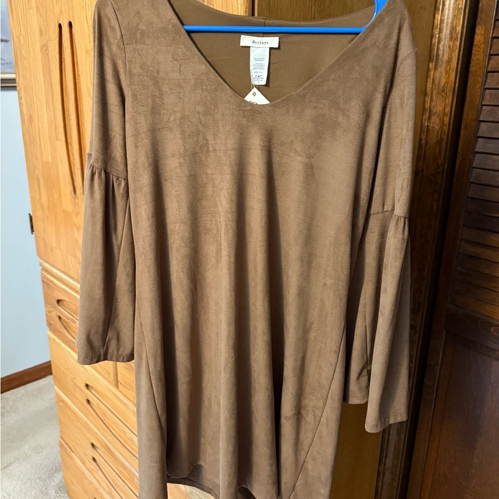 Heidays Women's Brown Faux Suede Mini Dress Size S